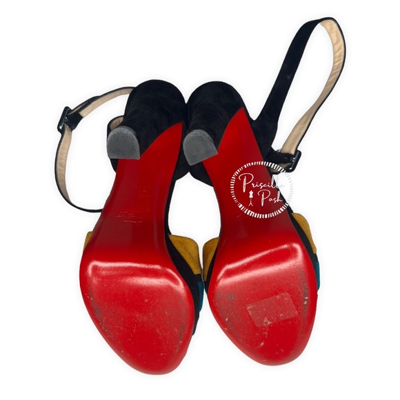 Christian Louboutin Color Block Viva Bella 140 Veau Velours Sandals Platform - Picture 14 of 15
